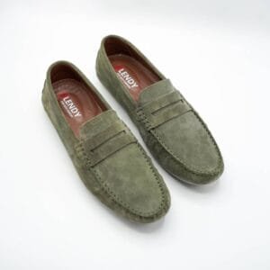 LQ mocassin collége en daim vert olive 701
