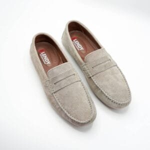 mocassin collége en daim gris coton 701